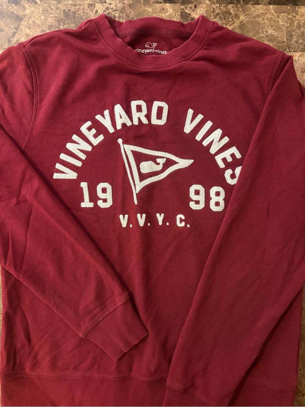 Vineyard Vines Burgundy Crewneck with White Logo